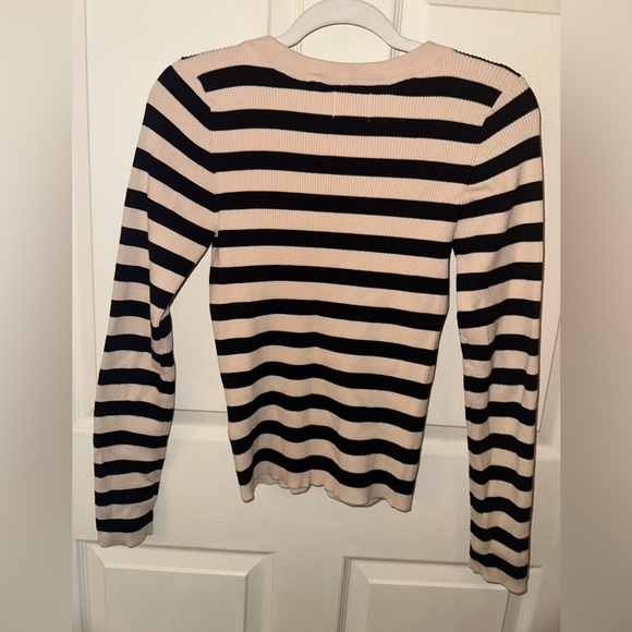 Current/Elliott womens Black and Cream Striped ribbed sweater 2 M fall winter - Picture 6 of 8